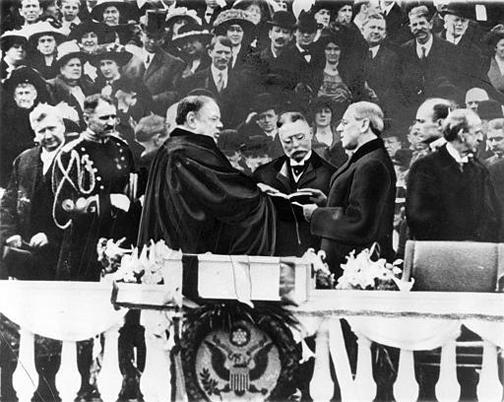 Wilson's inauguration, March 4, 1913: How about a banner and a banquet?