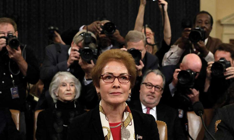 Photo of Marie Yovanovitch ’80 waiting to testify