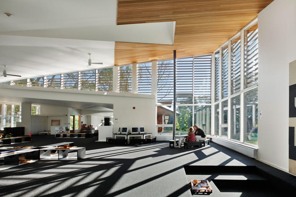 MARYANN THOMPSON ARCHITECTS: Daylighting keeps energy costs down at The Children's School and allows the child to live and learn in rhythm with the changing daily patterns of sunlight and cloud cover on the site. (Photo: Courtesy Maryann Thompson Architec