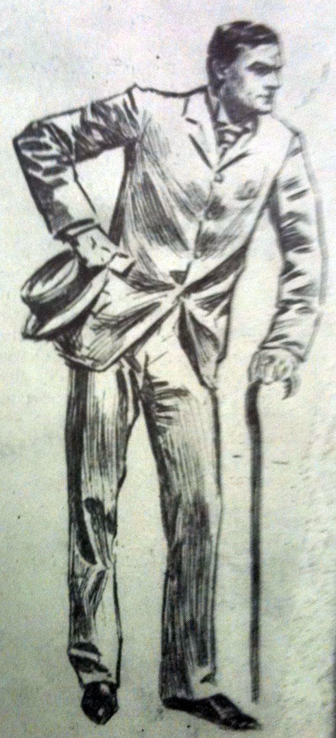 A drawing of author James Barnes 1891, from the May 15, 1936, issue of PAW.