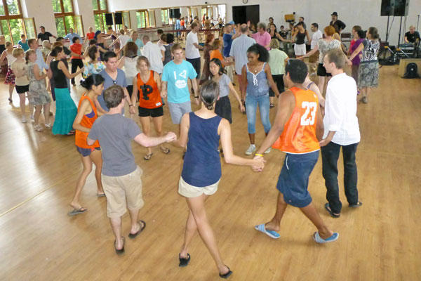 At Krakow’s Jewish Culture Festival, students join in a Jewish dance.