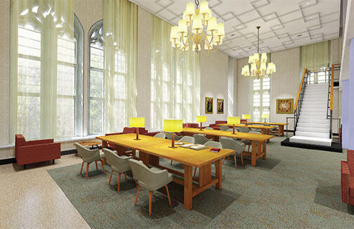 pres-page_4.jpg The Firestone Library renovation includes the creation of stunning new spaces, such as the third-floor reading room shown in this rendering.