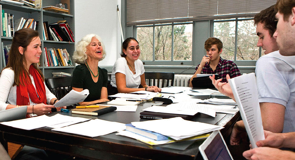 Novelist and Lecturer in Creative Writing Sheila Kohler at work with students in “Introduction to Fiction.”