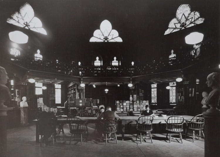 The Chancellor Green rotunda, once the University’s main library, continues to be a popular study space, as it was in this undated photo.