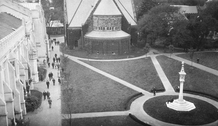 Another view that no longer exists: Marquand Chapel, next to McCosh Hall, was destroyed by fire in 1920, eight years after this photo was taken.