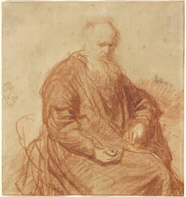 Rembrandt van Rijn, Seated Old Man, 1630; red chalk, 157 x 147 mm.; National Gallery of Art, Washington, Rosenwald Collection, 1943.3.7047