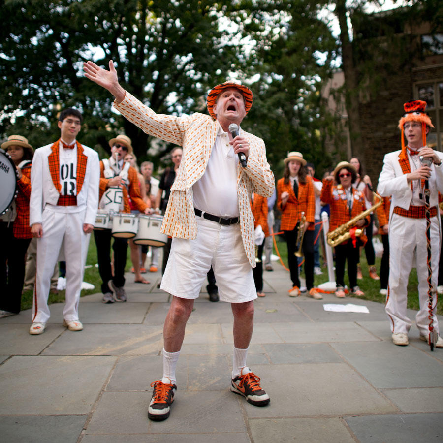 Tom Meeker ’56 teaches the locomotive in 2012.