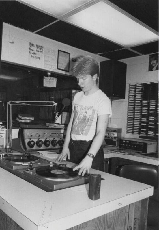Rocking Tim Kastelle ’86 and WPRB Tape Cassettes (on the wall): Native Formats