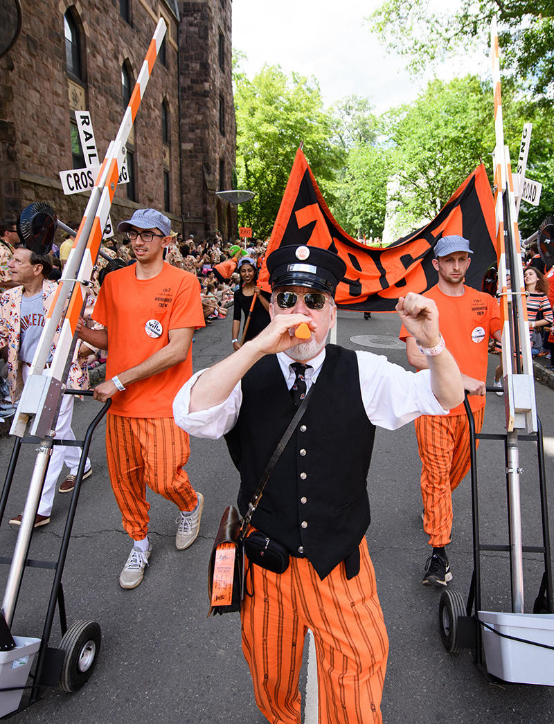 Tim Tulenko ’67 wearing train conductor outfit