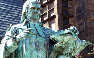 The statue of John Witherspoon, outside East Pyne. 